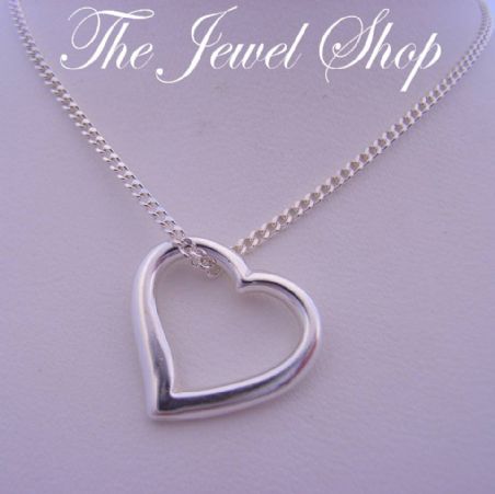 15mm SWING HEART CHARM CURB NECKLACE STERLING SILVER