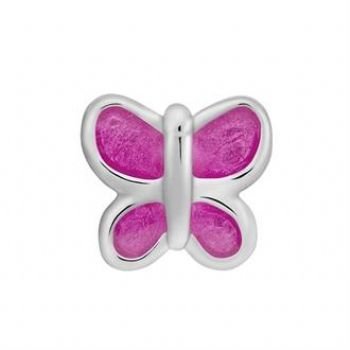 STERLING SILVER PASTICHE PETITE HOT PINK BUTTERFLY BEAD CHARM -XE021PK