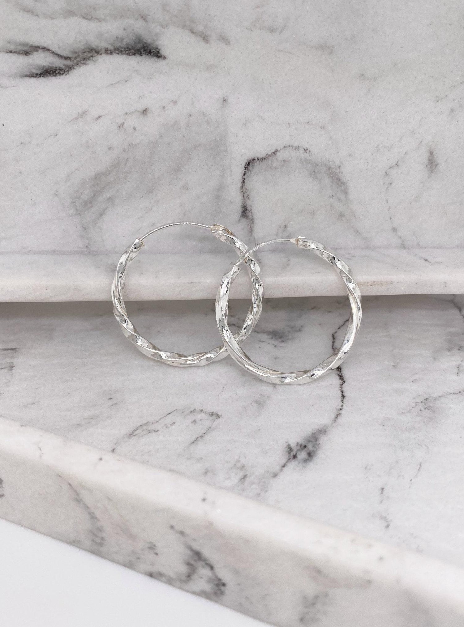 Twist Gypsy Hoop Earrings 28mmx2mm