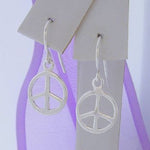 STERLING SILVER 10mm PEACE SIGN CHARM HOOK EARRINGS ER_FM_H20-5934JW
