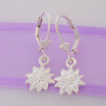 STERLING SILVER 9mm DAISY FLOWER SAFETY HOOK EARRINGS -ER_CHARM_HOOK_SS_HR2761