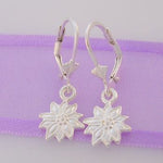 STERLING SILVER 9mm DAISY FLOWER SAFETY HOOK EARRINGS -ER_CHARM_HOOK_SS_HR2761