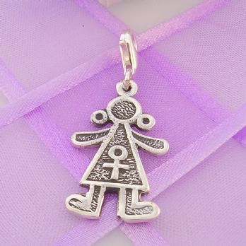 STERLING SILVER 15mm x 24mm FAMILY LITTLE GIRL DAUGHTER SISTER CLIP ON CHARM - 925-54-706-2564GIRL