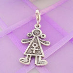 STERLING SILVER 15mm x 24mm FAMILY LITTLE GIRL DAUGHTER SISTER CLIP ON CHARM - 925-54-706-2564GIRL