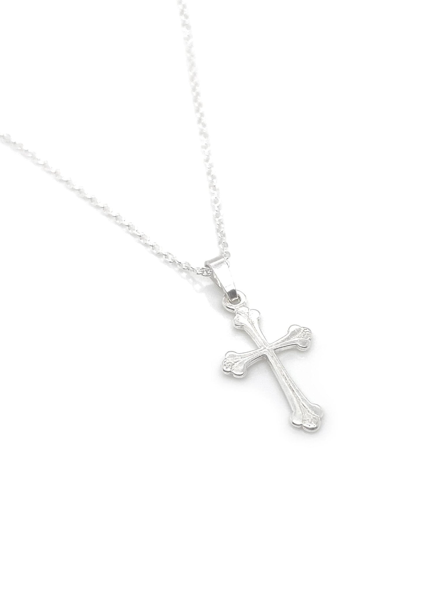 Sterling Silver 13mm Cross Charm Necklace 45cm