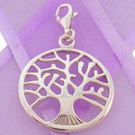 STERLING SILVER 22mm TREE OF LIFE CLIP ON CHARM PENDANT -925-54-706-9649