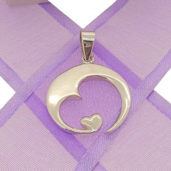 STERLING SILVER CIRCLE HEART CHARM PENDANT - CP-925-KB94