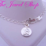 17cm ADJUST SIZE STERLING SILVER 7mm GUARDIAN ANGEL CHARM BRACELET