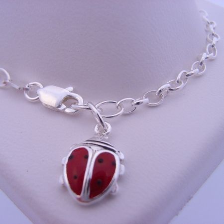 19cm STERLING SILVER 8.5mm LADYBUG BELCHER BRACELET
