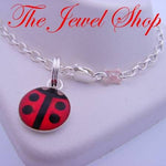 2.9g ADJUST SIZE STERLING SILVER 10mm LADYBUG CHARM BELCHER BRACELET 19cm