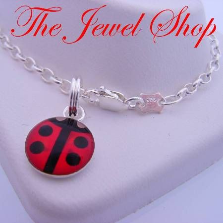 2.9g ADJUST SIZE STERLING SILVER 10mm LADYBUG CHARM BELCHER BRACELET 19cm