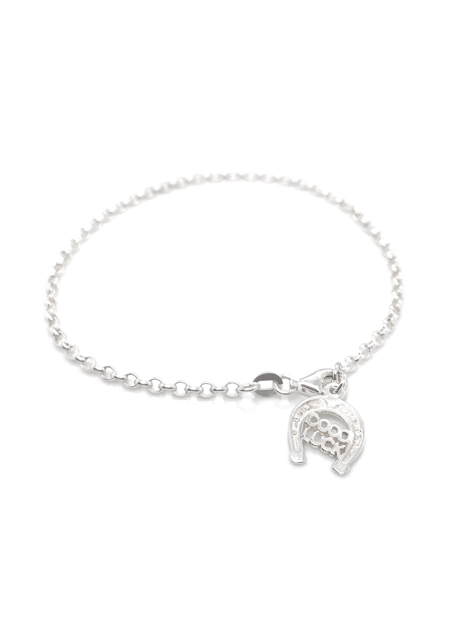 Good Luck Horseshoe Charm Bracelet in Sterling Silver