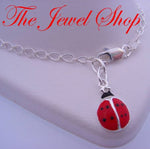 2g ADJUST SIZE STERLING SILVER 8.5mm LADYBUG CHARM CURB BRACELET 19cm