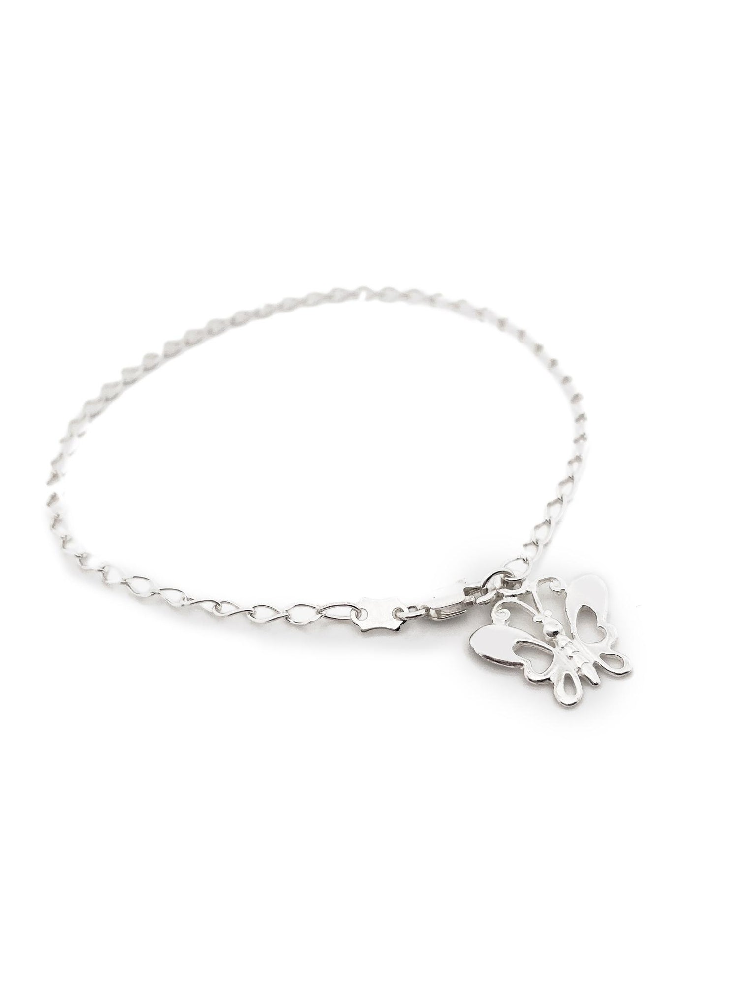 Butterfly Charm Belcher Bracelet in Sterling Silver