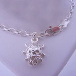 3.3g ADJUST SIZE STERLING SILVER 9mm LADYBUG CHARM BELCHER BRACELET 17cm