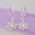 STERLING SILVER 10mm SNOWFLAKE SAFETY HOOK EARRINGS -ER_CHARM_HOOK_SS_HR 3427