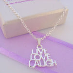 STERLING SILVER 14mm LIVE LOVE LAUGH CHARM CABLE NECKLACE - NLET_SS_HR2002