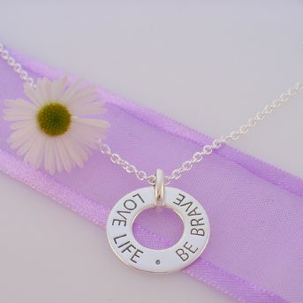 STERLING SILVER 16mm LOVE LIFE BE BRAVE NECKLACE 45CM - 925-54-706-9394