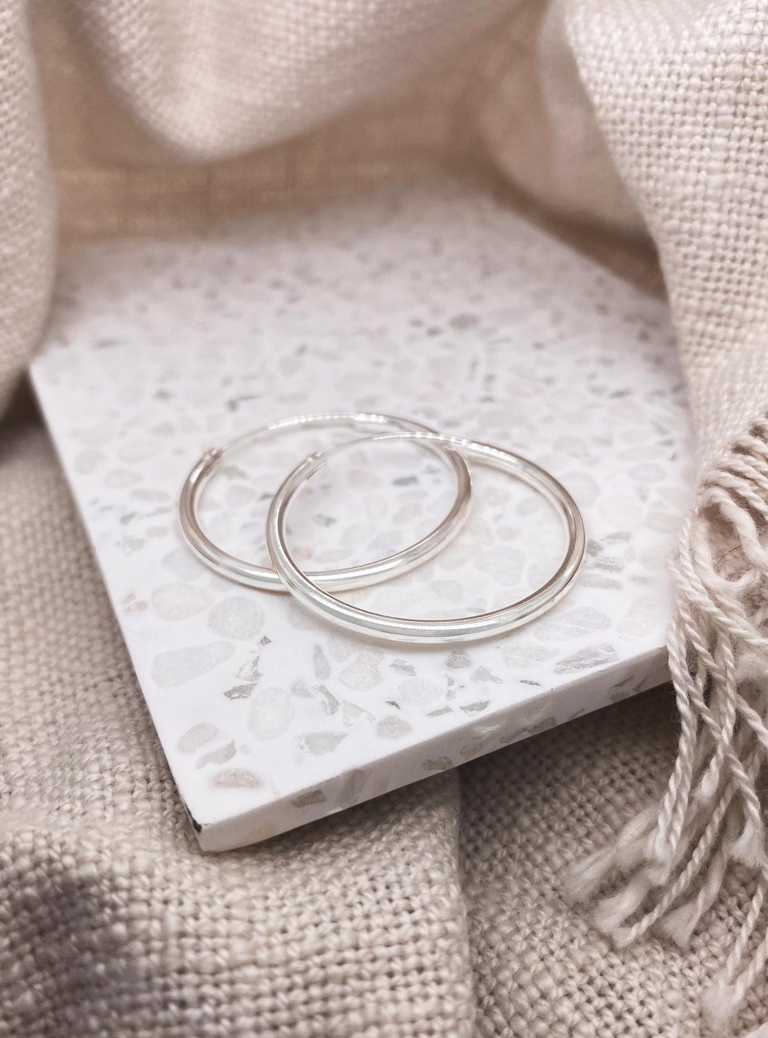 Sterling Silver 34mm Gypsey Hoop Earrings