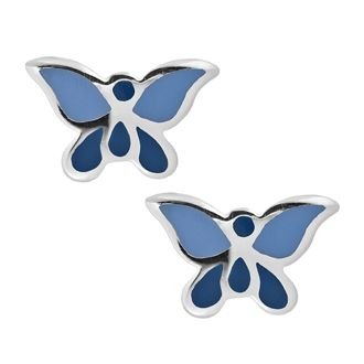 PASTICHE STERLING SILVER 10mm BLUE BUTTERFLY STUD EARRINGS E022BLU