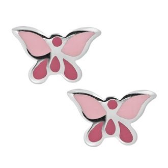 PASTICHE STERLING SILVER 10mm PINK BUTTERFLY STUD EARRINGS E022PNK