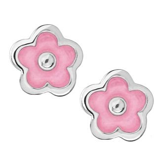 PASTICHE STERLING SILVER 5mm PINK FLOWER STUD EARRINGS CE807PNK