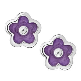 PASTICHE STERLING SILVER 5mm PURPLE FLOWER STUD EARRINGS CE807PUR