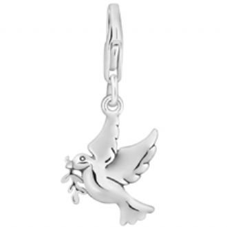 PASTICHE STERLING SILVER 17mm DOVE OF PEACE HOOKED ON CLIP CHARM PENDANT QC043