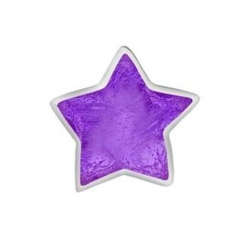 STERLING SILVER PASTICHE PETITE PURPLE WISHING STAR BEAD CHARM -XE033PU