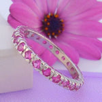PASTICHE STERLING SILVER FUCHIA CZ ETERNITY RING -R582FCZ