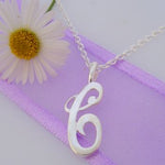 ALPHABET INITIAL CHARM STERLING SILVER 45CM NECKLACE LETTER C -NLET_SS_HR2992C