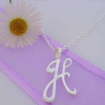 ALPHABET INITIAL CHARM STERLING SILVER 45CM NECKLACE LETTER H -NLET_SS_HR2992H
