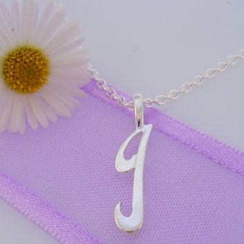 ALPHABET INITIAL CHARM STERLING SILVER 45CM NECKLACE LETTER i -NLET_SS_HR2992i
