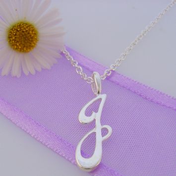 ALPHABET INITIAL CHARM STERLING SILVER 45CM NECKLACE LETTER J -NLET_SS_HR2992J