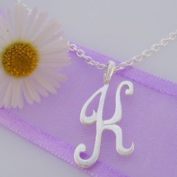 ALPHABET INITIAL CHARM STERLING SILVER 45CM NECKLACE LETTER K -NLET_SS_HR2992K