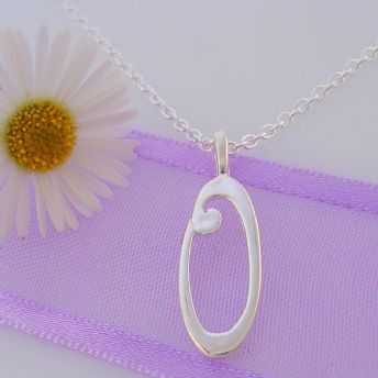 ALPHABET INITIAL CHARM STERLING SILVER 45CM NECKLACE LETTER O -NLET_SS_HR2992O