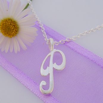 ALPHABET INITIAL CHARM STERLING SILVER 45CM NECKLACE LETTER P -NLET_SS_HR2992P