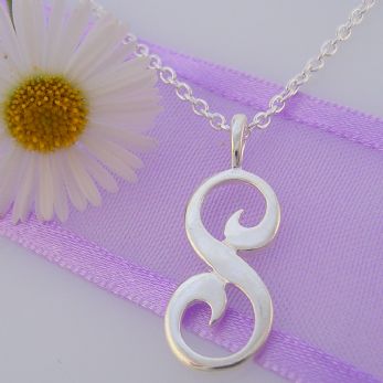 ALPHABET INITIAL CHARM STERLING SILVER 45CM NECKLACE LETTER S -NLET_SS_HR2992S