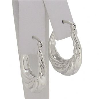 STERLING SILVER 19mm TAPERED TWIST DESIGN HOOP EARRINGS