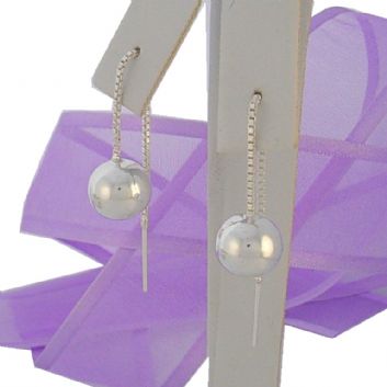 STERLING SILVER 8mm BALL THREAD EARRINGS ER-SS-925-54-706-10284