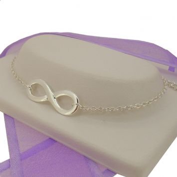 STERLING SILVER 23mm INFINITY SYMBOL DESIGN CHARM PENDANT BRACELET