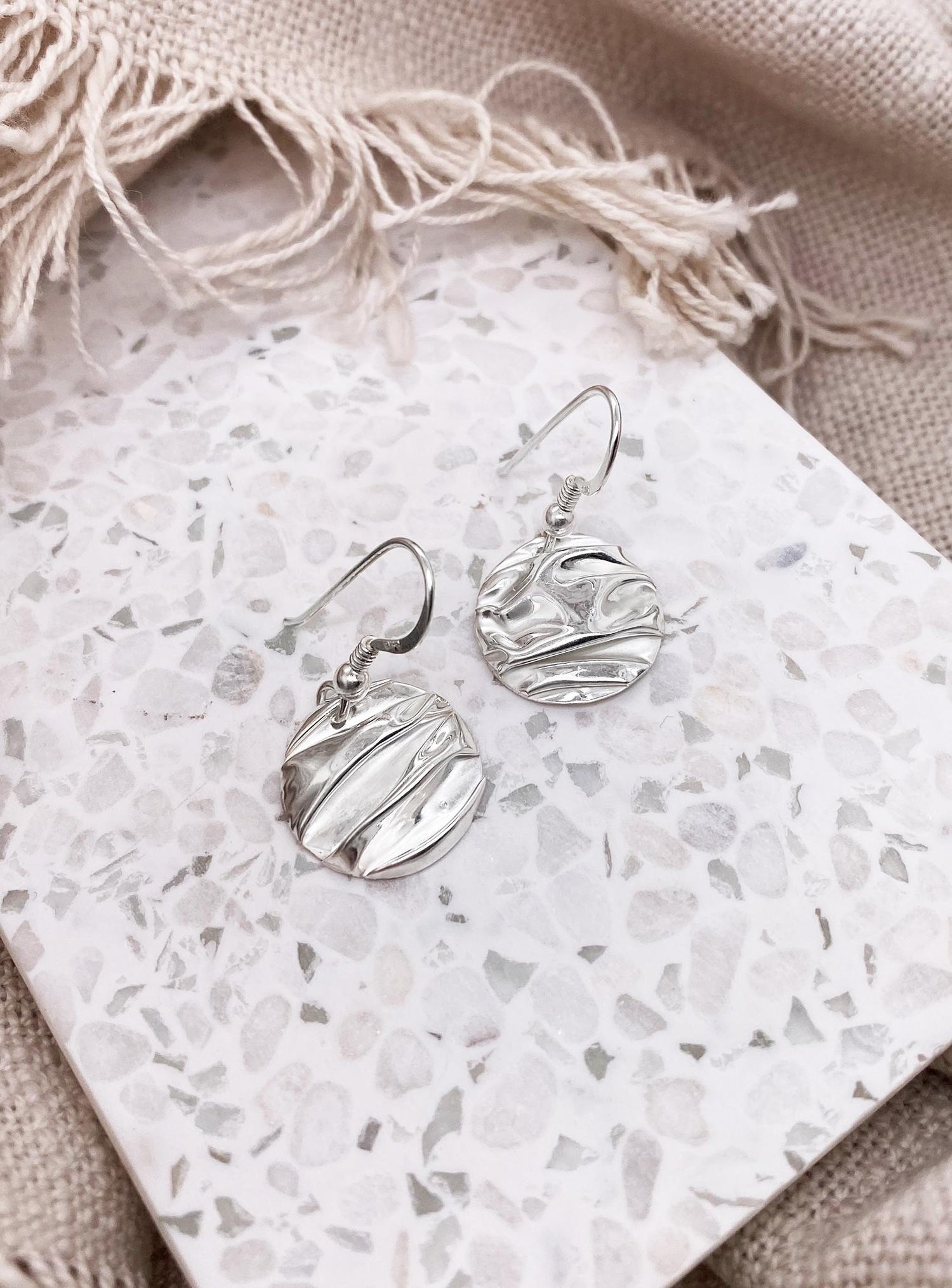 Waves of Love Sterling Silver 15mm Wide Round Hook Earrings