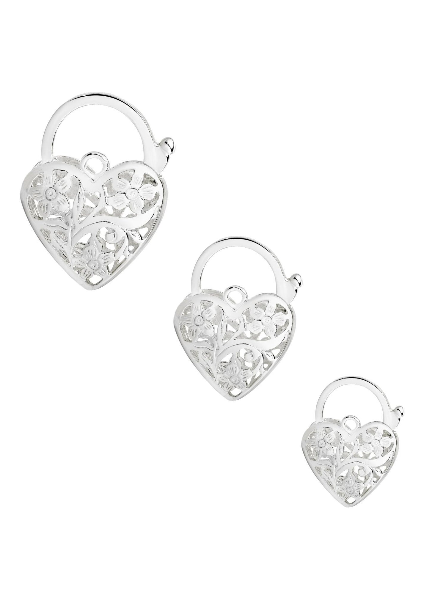 Sterling Silver Filigree Heart Padlock - Jewellery making