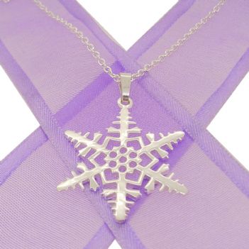 STERLING SILVER 22mm SNOWFLAKE CABLE NECKLACE 45cm - NLET-24mmSF-CA40