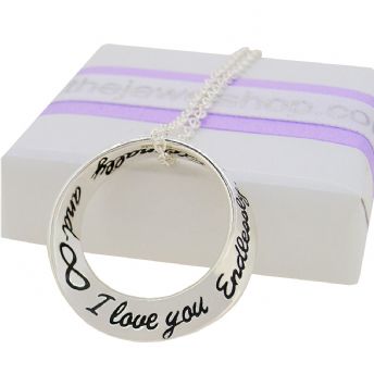STERLING SILVER 24mm I love you Endlessly Eternally INFINITY MOBIUS CABLE NECKLACE