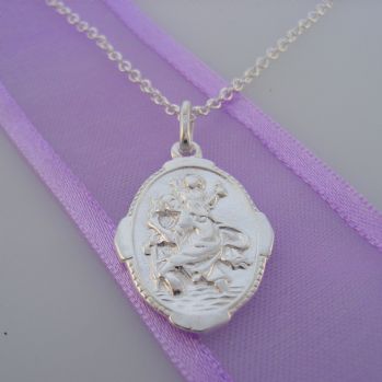 STERLING ST CHRISTOPHER TRAVEL SAINT CHARM NECKLACE - NLET_SS_HR2115