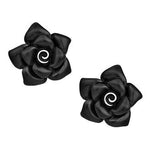 PASTICHE STERLING SILVER 10mm BLACK ROSE CHARM STUD EARRINGS MEO13BK