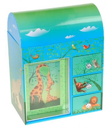 MUSICAL JUNGLE ZOO ANIMALS MUSIC JEWELLERY BOX 