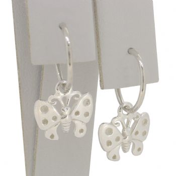 STERLING SILVER 11mm BEAUTIFUL BUTTERFLY CHARM SLEEPER EARRINGS