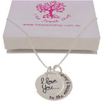 STERLING SILVER 14mm Coin 18mm Cresent Moon I love you to the moon & back CHARM NECKLACE